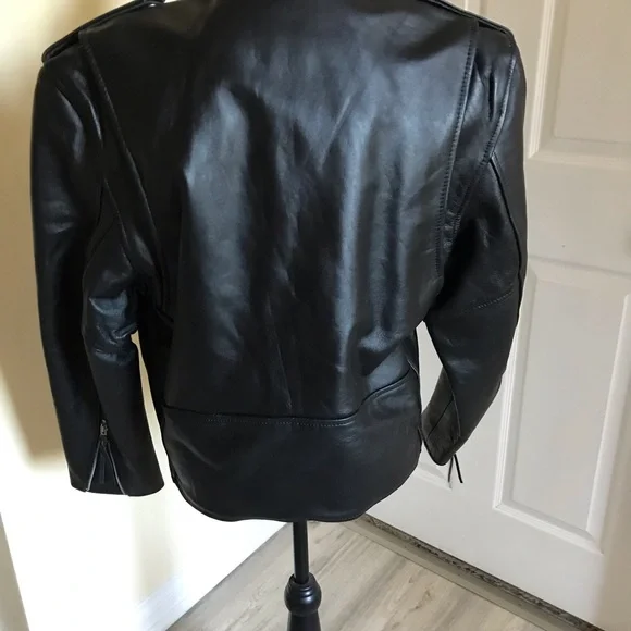 Shaf Black Motorcycle Biker Leather Jacket Men’s Size 42 NWOT Belted - Picture 7 of 14